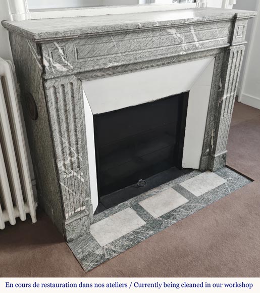  Louis XVI style fireplace in green Campan marble-2