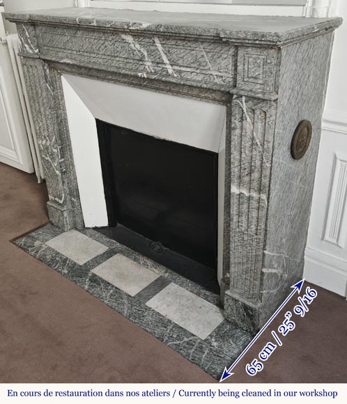  Louis XVI style fireplace in green Campan marble-4