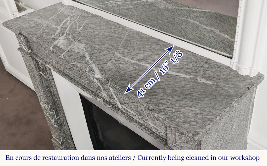  Louis XVI style fireplace in green Campan marble-8