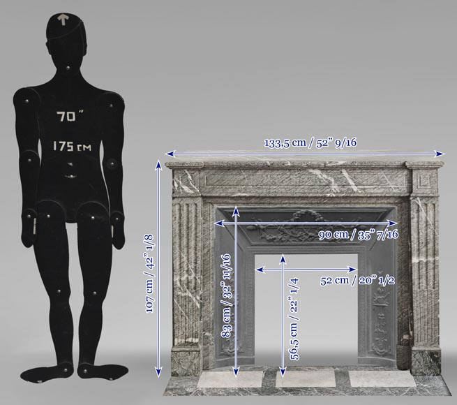  Louis XVI style fireplace in green Campan marble-9