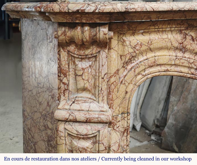 Louis XV style fireplace, Pompadour model, in brocatelle-type marble-3