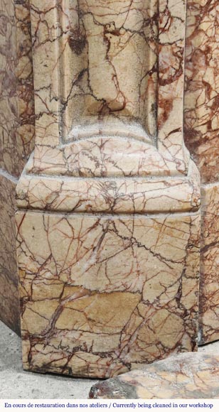 Louis XV style fireplace, Pompadour model, in brocatelle-type marble-4