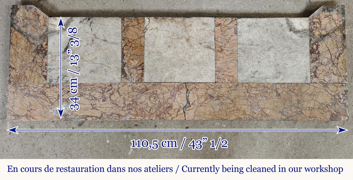 Louis XV style fireplace, Pompadour model, in brocatelle-type marble-8