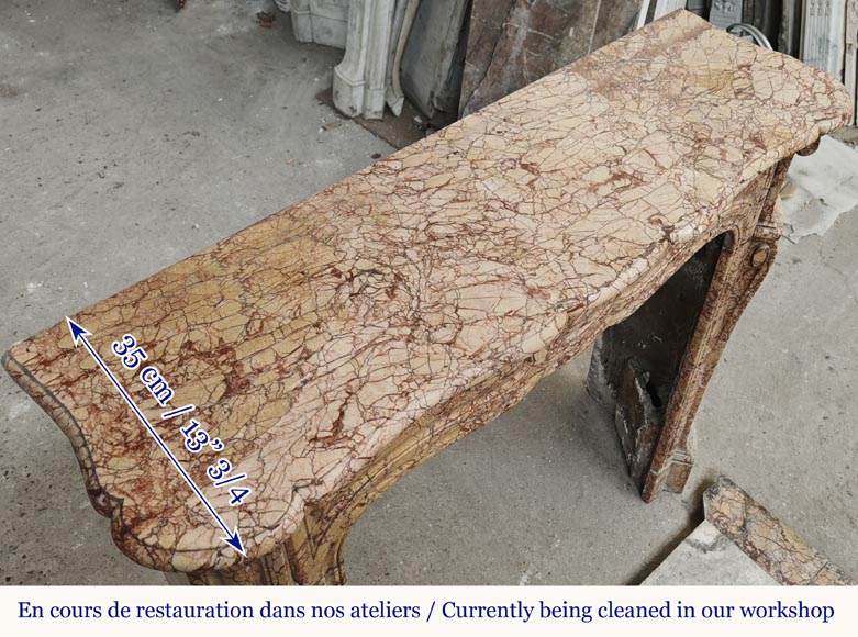 Louis XV style fireplace, Pompadour model, in brocatelle-type marble-9