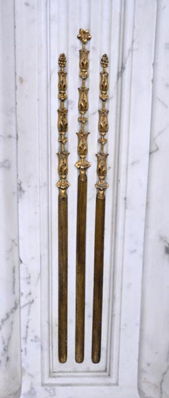 Louis XVI-Style Fireplace in Carrara Marble with Gilt Bronze Decoration-6