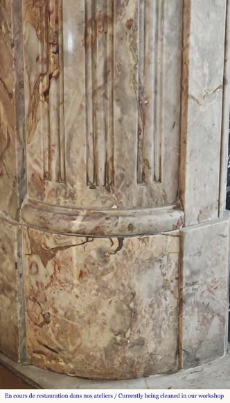 Louis XVI style fireplace with rounded corner, in Sarrancolin marble-3