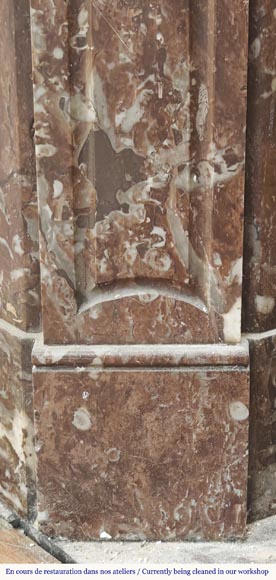 Louis XV style fireplace, Pompadour model, flat, in red marble from the North-3