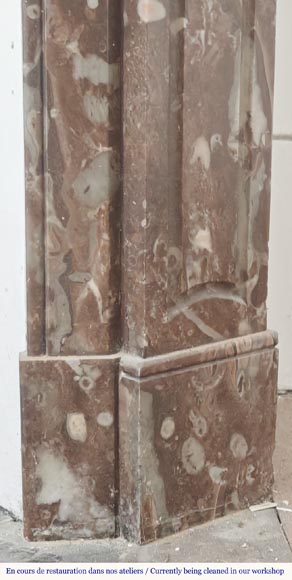 Louis XV style fireplace, Pompadour model, flat, in red marble from the North-6