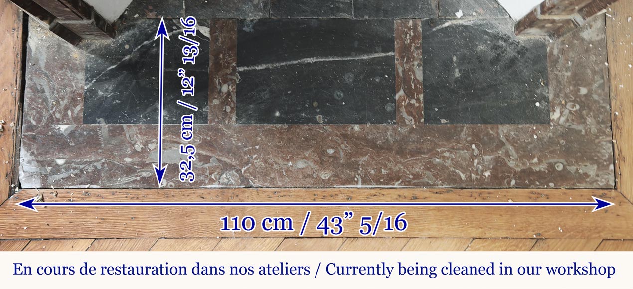 Louis XV style fireplace, Pompadour model, flat, in red marble from the North-7