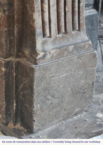 Louis XVI period fireplace, sculpted in Rouge Royal, decorated with a vitruvian frieze-4