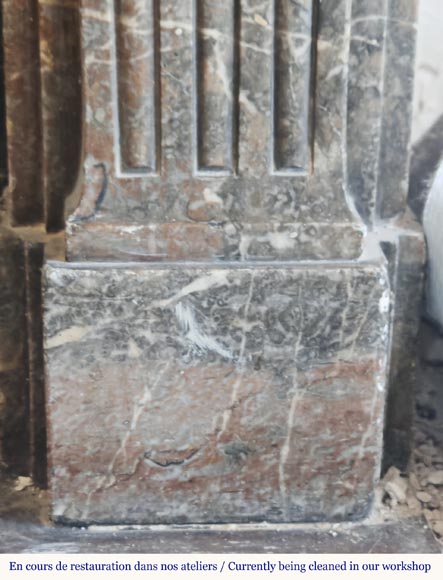 Louis XVI period fireplace, sculpted in Rouge Royal, decorated with a vitruvian frieze-8