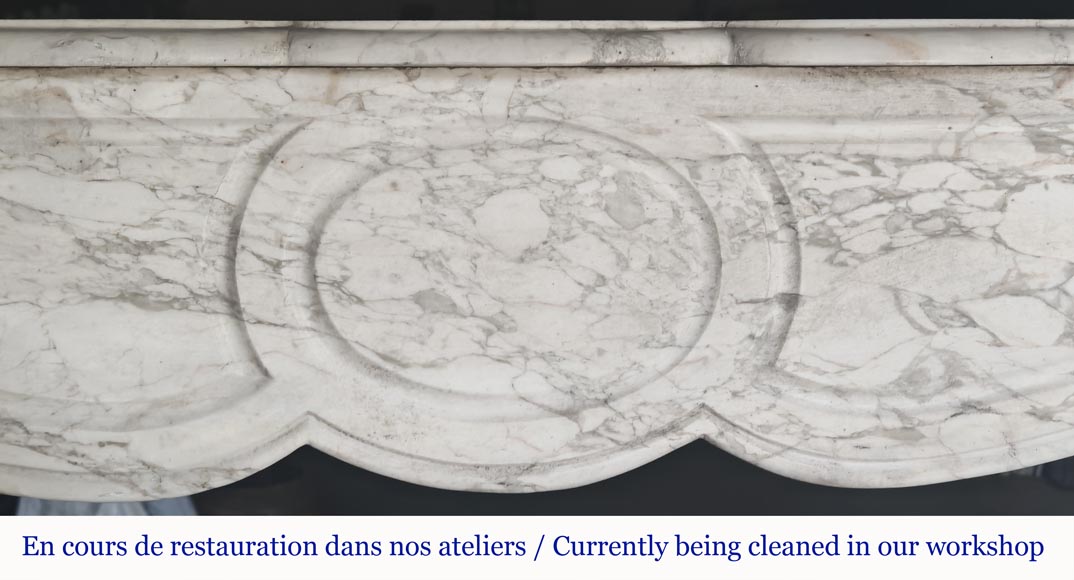 Louis XV style fireplace, Pompadour model, in gray Medici breccia-1