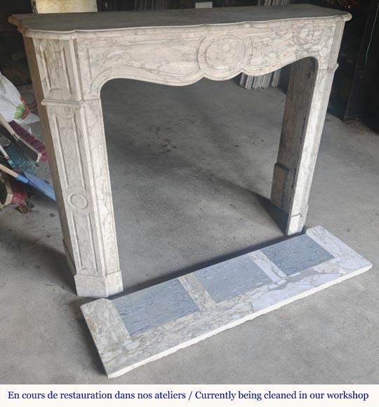 Louis XV style fireplace, Pompadour model, in gray Medici breccia-2
