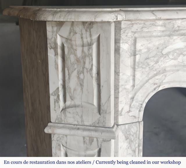 Louis XV style fireplace, Pompadour model, in gray Medici breccia-3