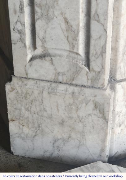 Louis XV style fireplace, Pompadour model, in gray Medici breccia-4