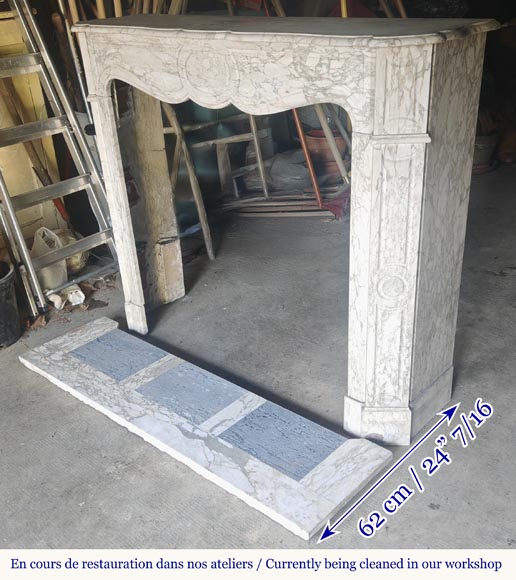 Louis XV style fireplace, Pompadour model, in gray Medici breccia-5