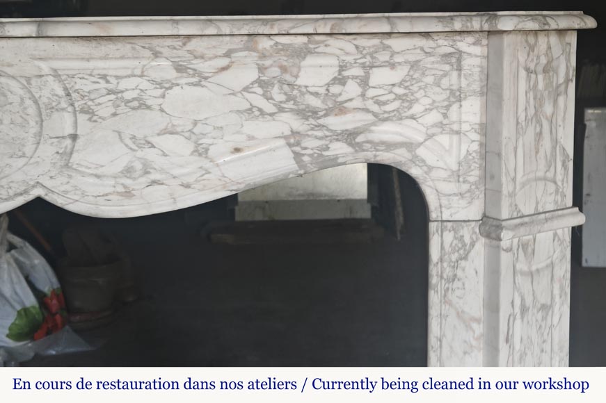 Louis XV style fireplace, Pompadour model, in gray Medici breccia-6