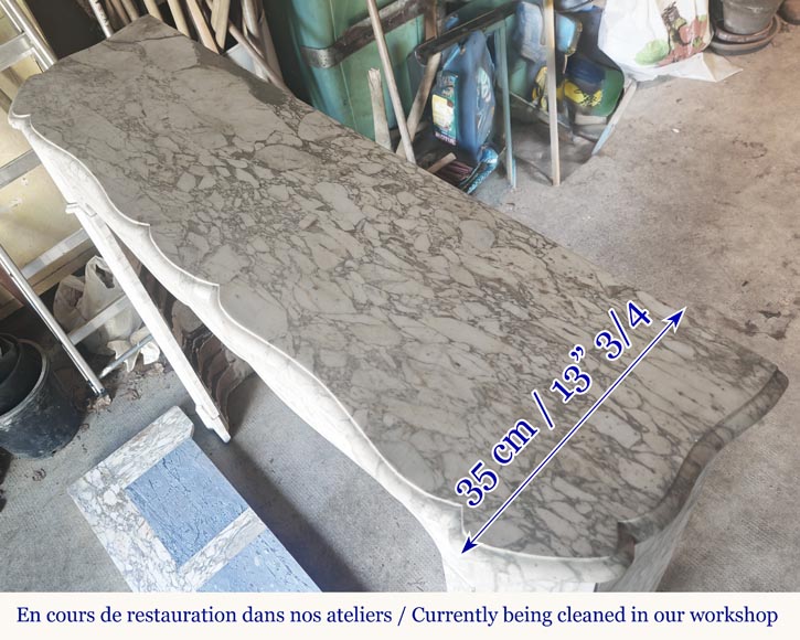 Louis XV style fireplace, Pompadour model, in gray Medici breccia-8