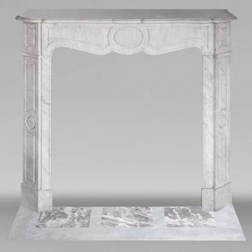 Louis XV style fireplace, Pompadour model, in light blue turquoise marble