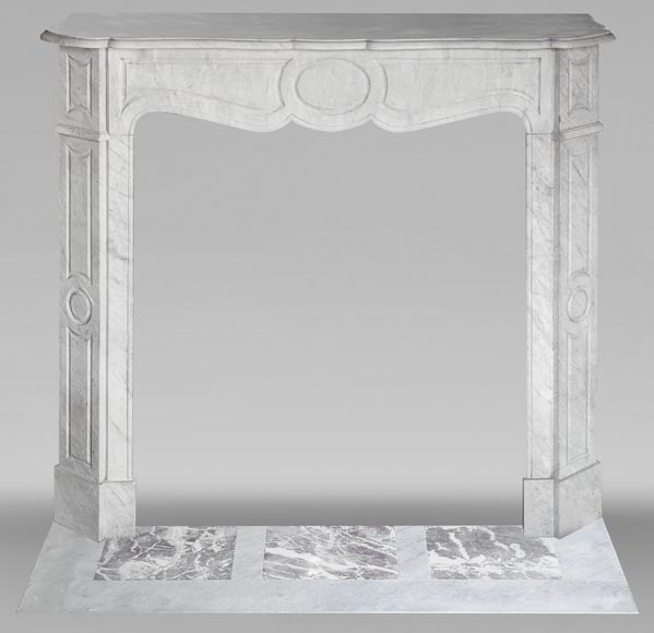 Louis XV style fireplace, Pompadour model, in light blue turquoise marble-0