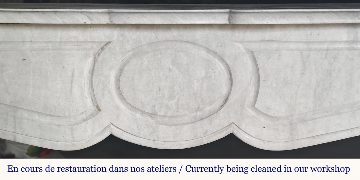 Louis XV style fireplace, Pompadour model, in light blue turquoise marble-1