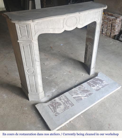 Louis XV style fireplace, Pompadour model, in light blue turquoise marble-2