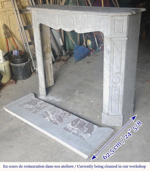 Louis XV style fireplace, Pompadour model, in light blue turquoise marble-5