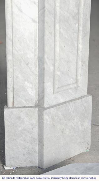 Louis XV style fireplace, Pompadour model, in light blue turquoise marble-6