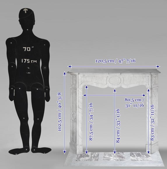 Louis XV style fireplace, Pompadour model, in light blue turquoise marble-9