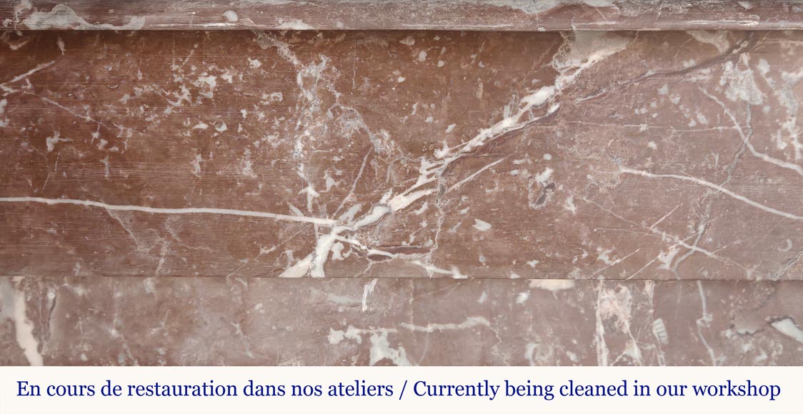  Napoleon III style fireplace with modillion in Rouge du Nord marble-1