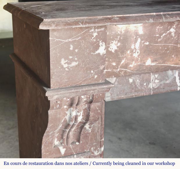  Napoleon III style fireplace with modillion in Rouge du Nord marble-3