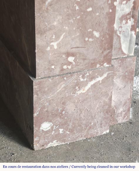  Napoleon III style fireplace with modillion in Rouge du Nord marble-4