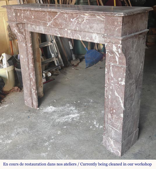  Napoleon III style fireplace with modillion in Rouge du Nord marble-5