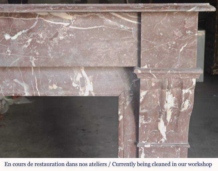  Napoleon III style fireplace with modillion in Rouge du Nord marble-6