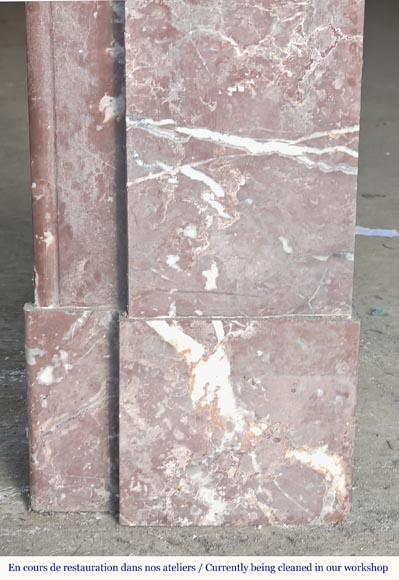  Napoleon III style fireplace with modillion in Rouge du Nord marble-7