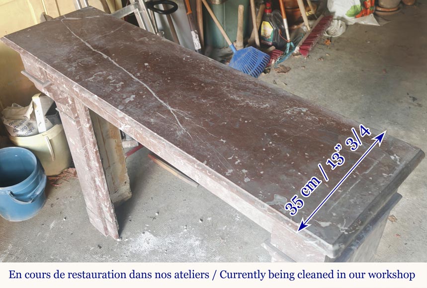  Napoleon III style fireplace with modillion in Rouge du Nord marble-8