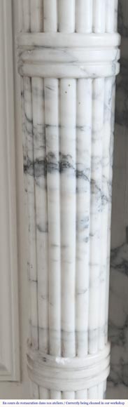 Louis XVI style fireplace with detached columns, in Arabescato marble-6