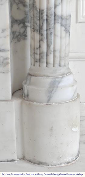 Louis XVI style fireplace with detached columns, in Arabescato marble-11