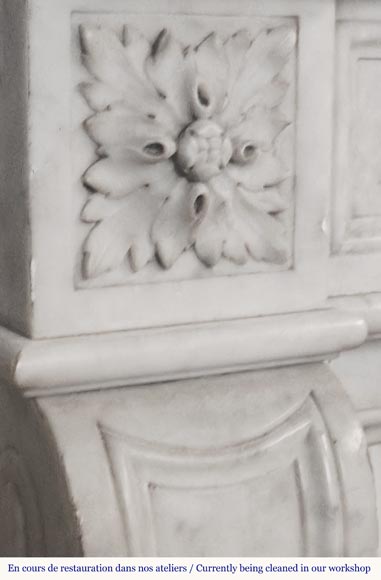  Louis XVI style fireplace with a central sunflower, in Carrara marble-3