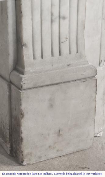  Louis XVI style fireplace with a central sunflower, in Carrara marble-4