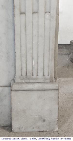  Louis XVI style fireplace with a central sunflower, in Carrara marble-7