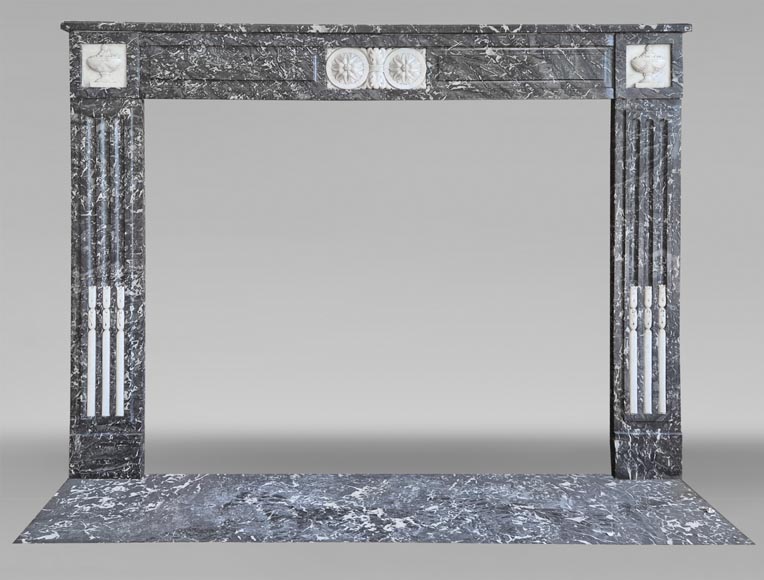  Louis XVI period two-tone fireplace, in Saint Anne statuary gray-0
