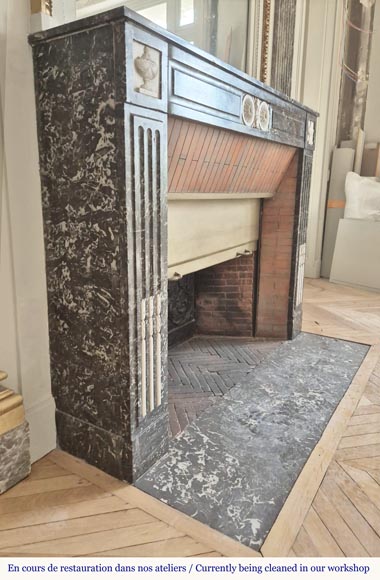  Louis XVI period two-tone fireplace, in Saint Anne statuary gray-1