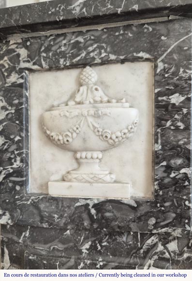  Louis XVI period two-tone fireplace, in Saint Anne statuary gray-2