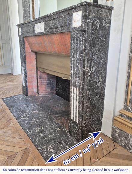  Louis XVI period two-tone fireplace, in Saint Anne statuary gray-3