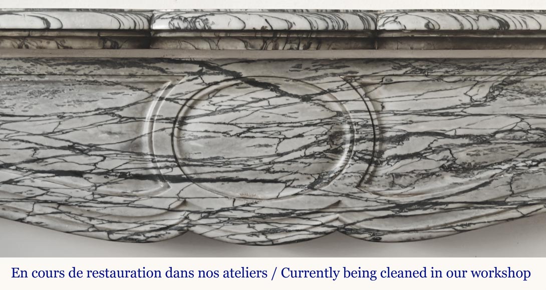 Louis XV style fireplace, Pompadour model, in blue flowered marble-1