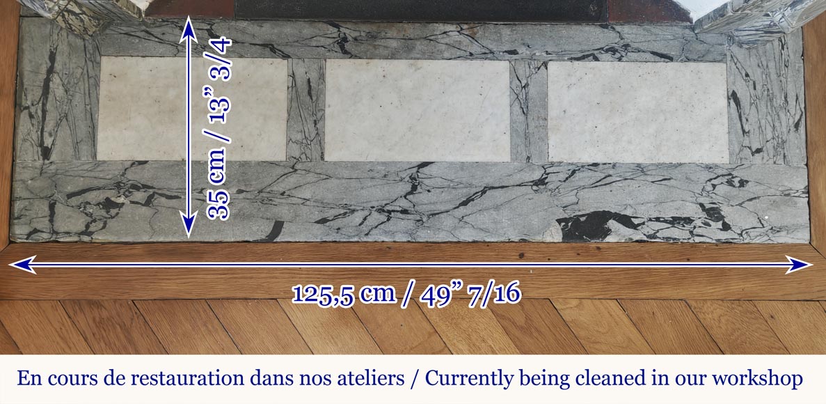 Louis XV style fireplace, Pompadour model, in blue flowered marble-8