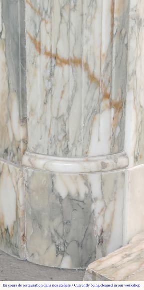 Louis XVI style fireplace with rounded corner, in Médous breccia-5