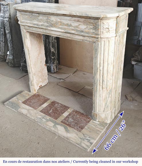 Louis XVI style fireplace with rounded corner, in Médous breccia-6