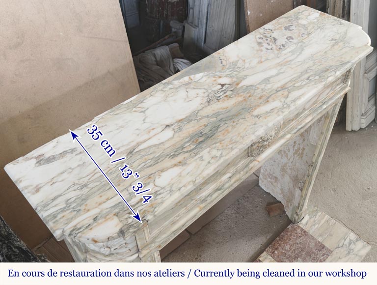 Louis XVI style fireplace with rounded corner, in Médous breccia-10